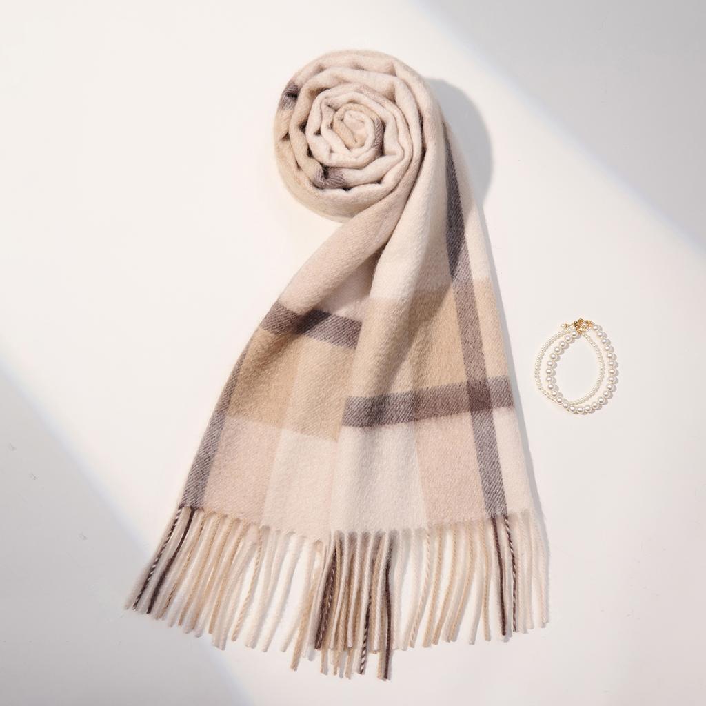 Winter 100% Cashmere Scarf Women Tassels Warmer Shawls And Wraps Echarpe Pashmina Ladies Camel Plaid Scarves