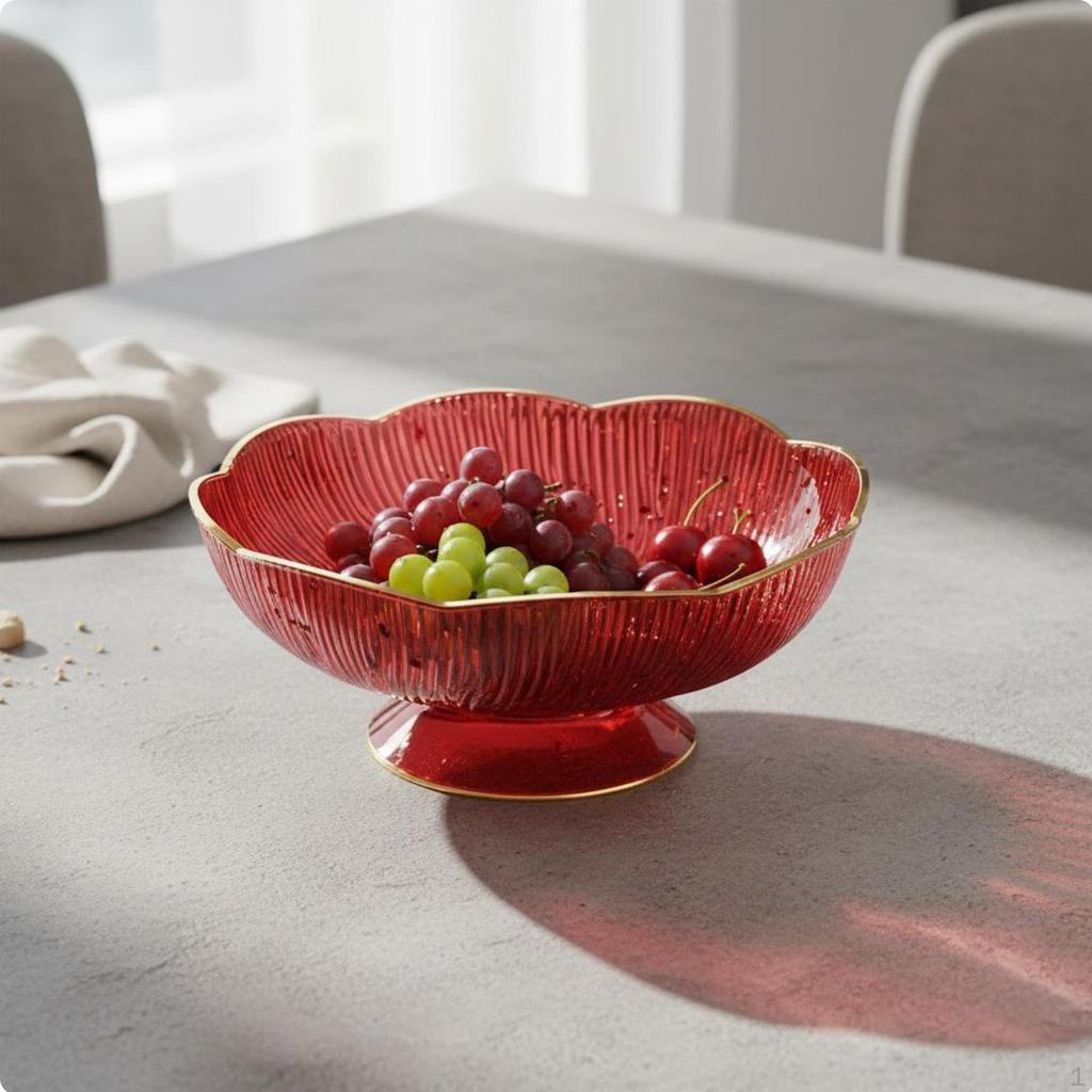 Fruchtschale auf Fuß mit Abflussdesign Blütenblattförmige Snackschale Modernes Hohlkern-Mittelstück