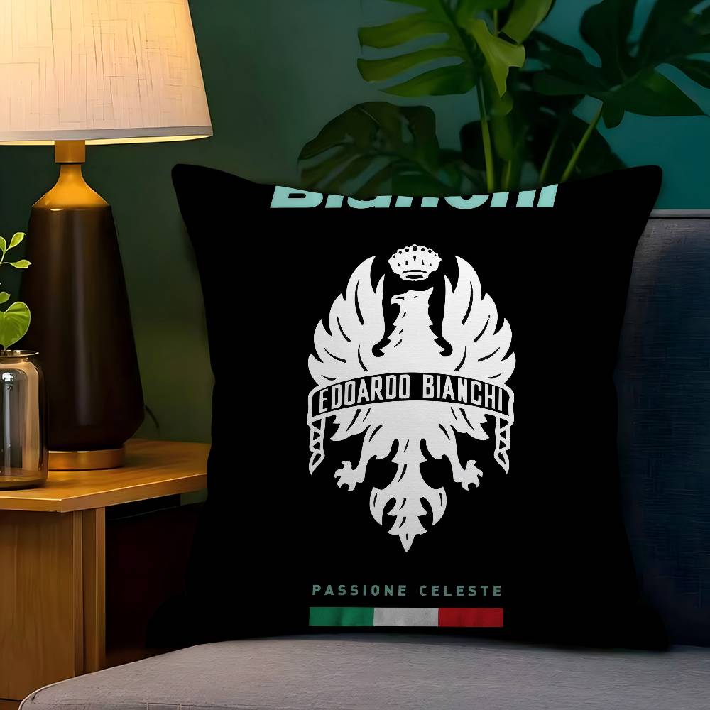 B-B-Bianchis Bike Logo Cushion Cover Pillowcase Upholstery Sofa Throw Pillow Home Decor Pillowcas