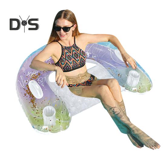 Inflatable Pool Float for Adults PVC Pool Floating Lounge Chair with Cup Holder Summer Beach Pool Lounger for Party Water Fun