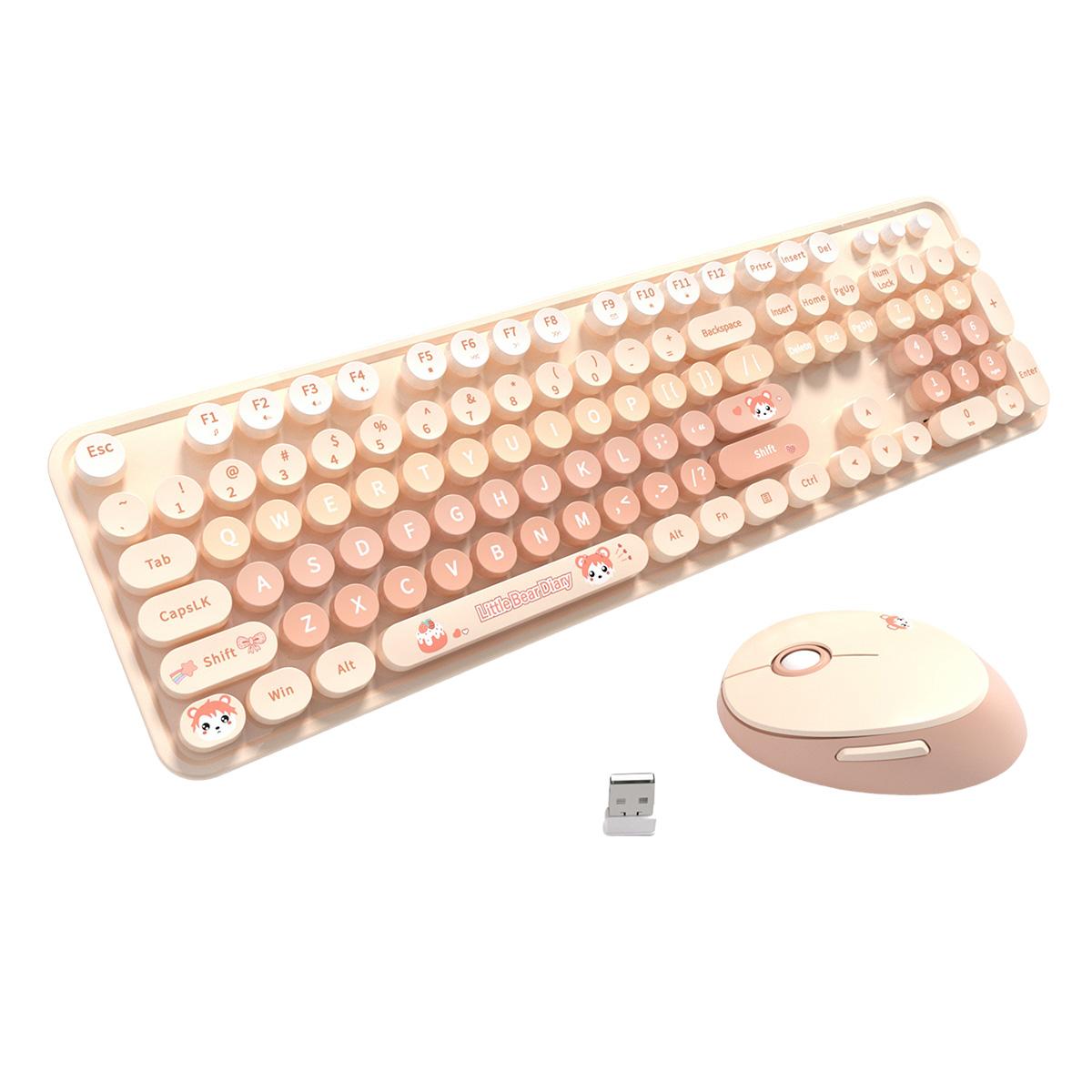 

Беспроводная клавиатура и мышь MOFII, полноразмерная ретро-клавиатура 2,4 ГГц с цифровой панелью и симпатичная беспроводная мышь для ПК оранжевый