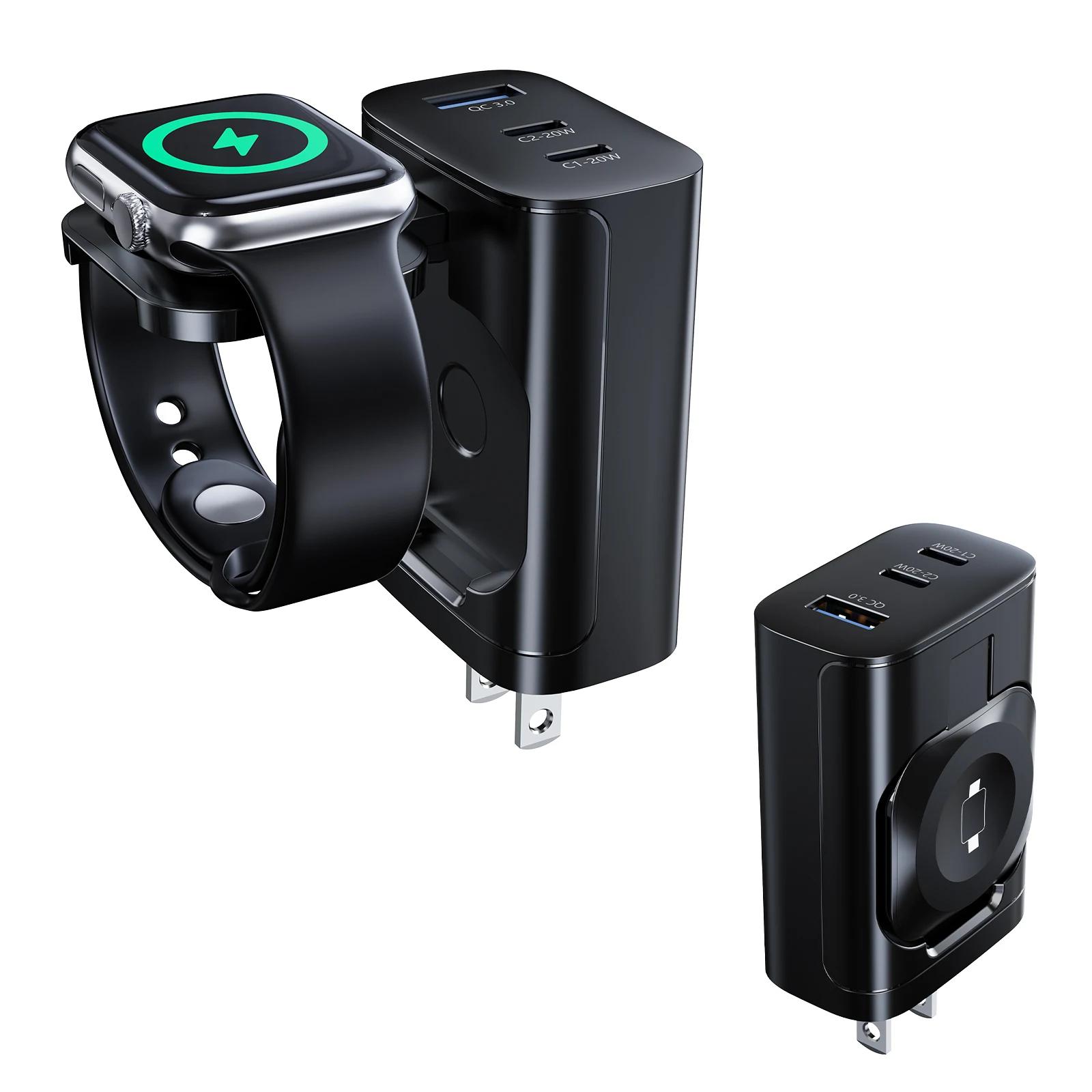 Oatsbasf 3 in 1 Multifunctional Charger Watch Wireless Magnetic Charger Type-C USB Port Charger Head 43W Fast Charging for Phone