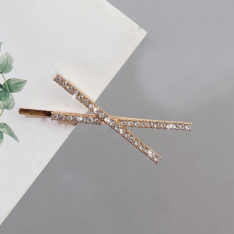 Korean Rhinestone Cross Hairpin: Simple Style Bobby Pin for Women