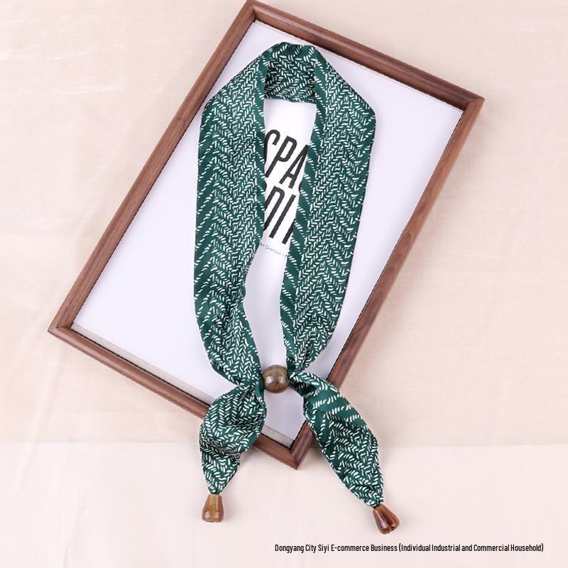 Luxury Silk Scarf Necklace: Beaded Cashew Flower Design, Adjustable for Neck or Hair