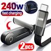 2 In 1 Cable PD240W Type C To Type C Fast Charging Foldable Bracket Cable Built-in Desktop Holder Wire For iPhone Samsung Xiaomi