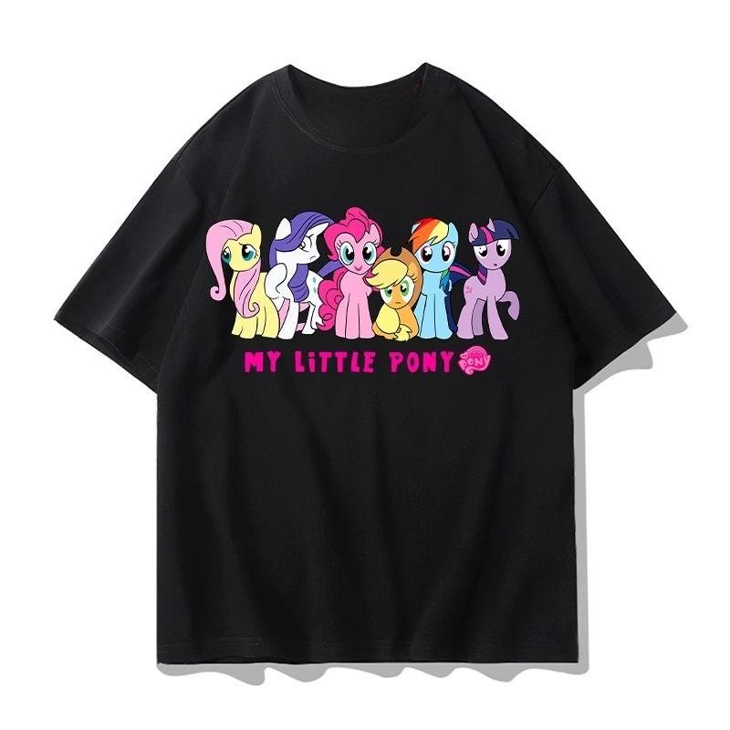 

2026 summer new New cotton shortsleeved Tshirt for Unisex cartoonstyle Little Pony style relaxed fit loungewear style shirt S