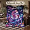 Coperta da divano a tema unicorno con nome personalizzato, coperta morbida e accogliente per casa, divano, letto