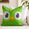 DDuolingo Owl DDuo Cushion Cover Eco Linen Pillow Case DoubleSided Print Breathable Durable Zipper Home Decor Gift