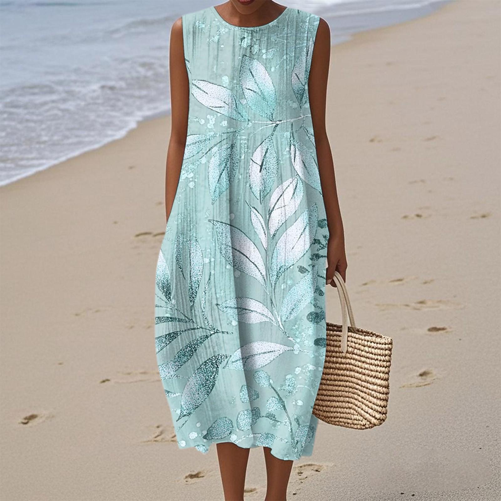 

Женское модное повседневное платье без рукавов с круглым вырезом и цветочным принтом, элегантное, темпераментное L