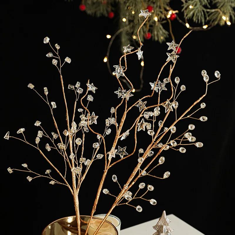 Weihnachtsdekorationen Kristallknospen Zweige Für Weihnachten DIY Kristallblume Weihnachten Acrylperlen Picks Hochzeitsfeier Dekoration