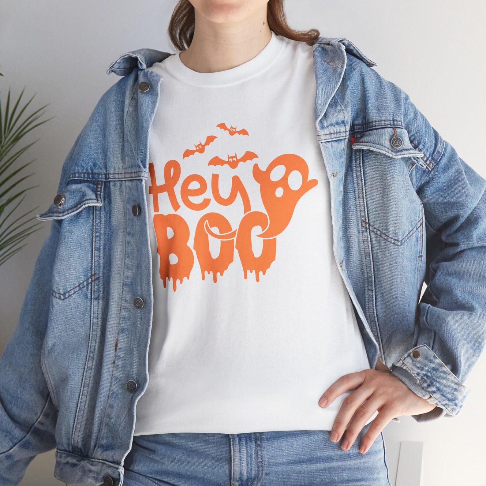 Hey Boo Ghost Shirt: Unisex Halloween Heavy Cotton Tee 3XL
