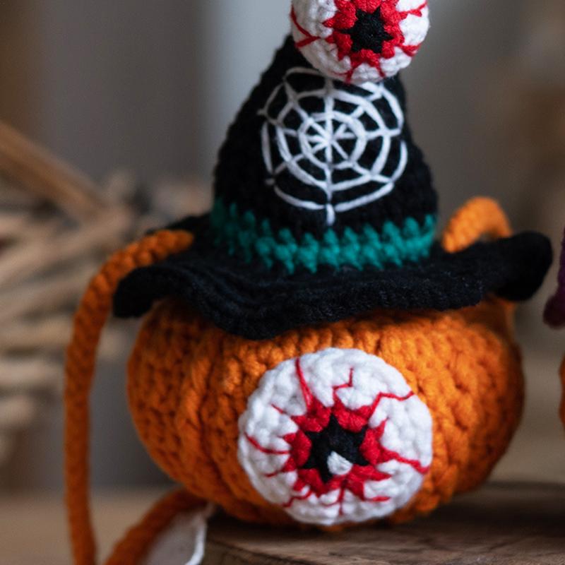Eyeball Pumpkin Doll Knitting Set Halloween Festival Crochet Material Package With English Video Tutorials Crochet Pumpkin Doll