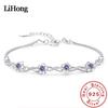 925 Silver Bracelet Purple Crystal Zircon Plum Bracelet For Women Fashion Simple Engagement Wedding Glamour Jewelry