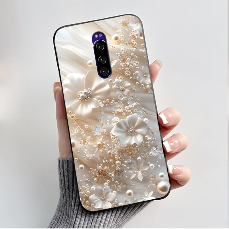 Printing Pattern Case For Sony Xperia 1 / Xperia XZ4 Funda Capa Soft Silicone Black Shell Cover Cute Flower Cartoon Casing Coque