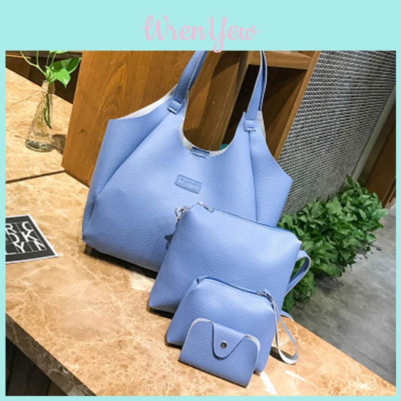 Elegant Fashion Women Handbags Messenger Shoulder Tote Bags 4pcs Purse Set