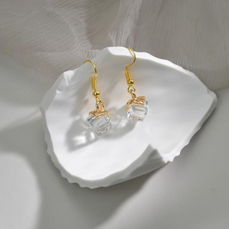 Tea Colored Crystal Earrings Luxury Trendy Water Drop Earrings Women Girls Zirconia Crystal Pendant Ears Korean Jewelry Gifts