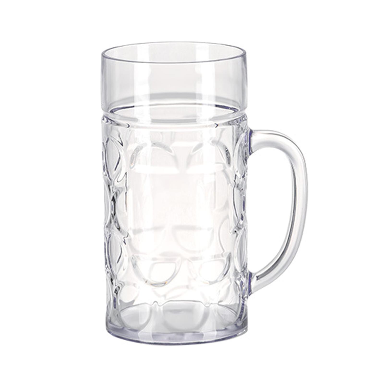 Plastic Beer Mug with Handle Unbreakable Drinking Glasses Shatterproof Water Tumblers for Indoor Outdoor Dishwasher Safe
