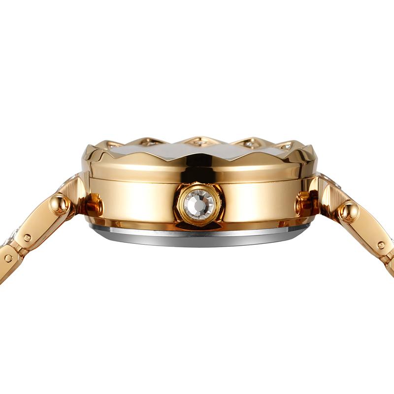 FORSINING Luxury Women's Automatic Watch Flower Skeleton Ladies Mechanical Wristwatch with Diamond Cut Bezel & Crystal Bracelet