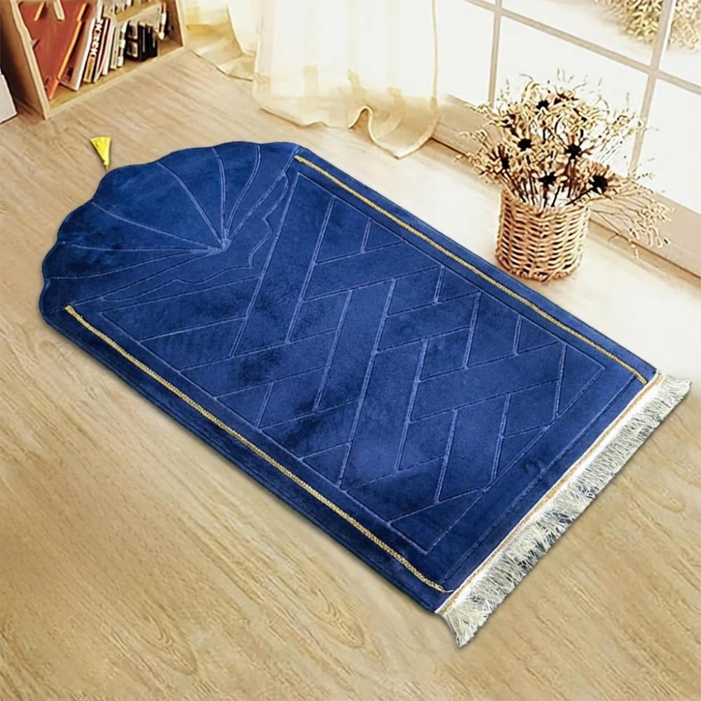 High Quality Soft Prayer Mat Gold Rimmed Thick Sponge Prayer Carpet Rug Tassel Embossed Flannel Home Carpets For Multiple Scenes