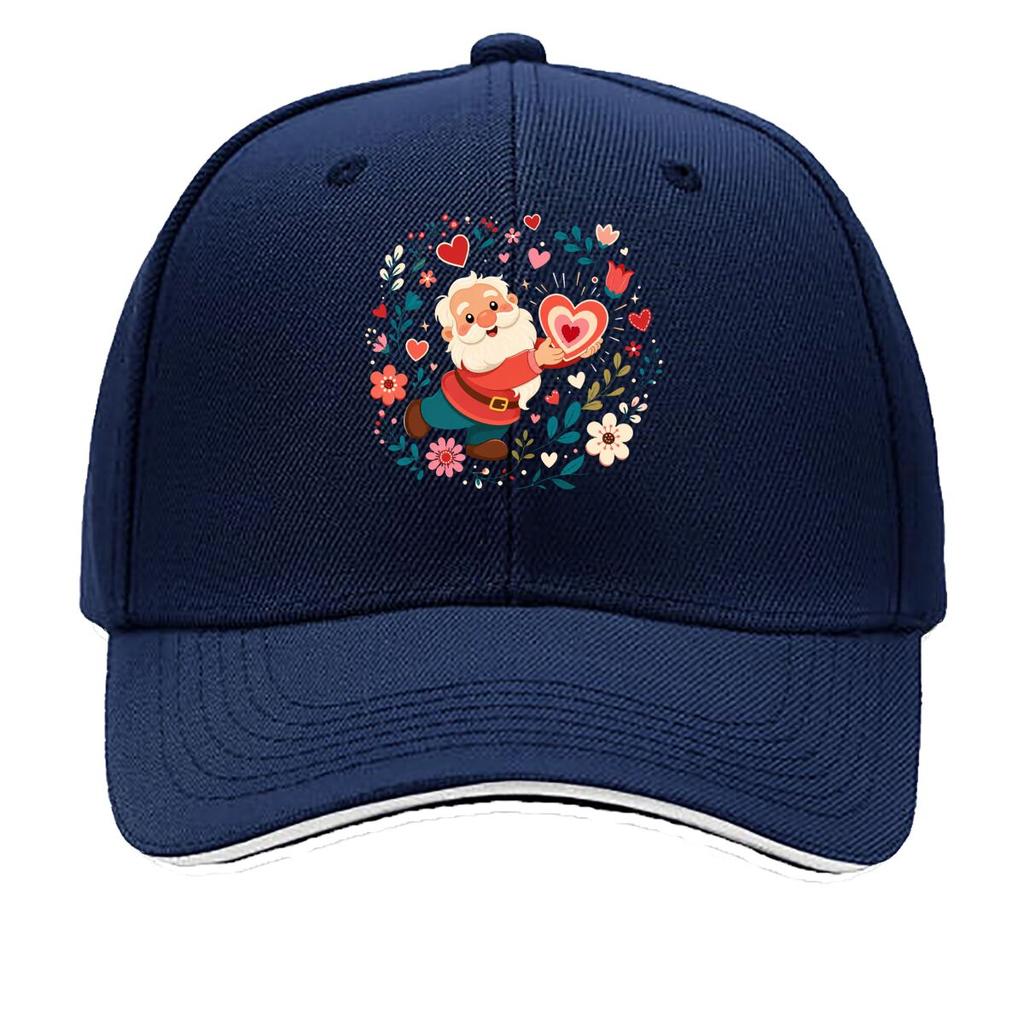 Whimsical Valentine Gnome Bloom Hear Sandwich Baseball Cap Sun Cap Outdoor Workouts Hat