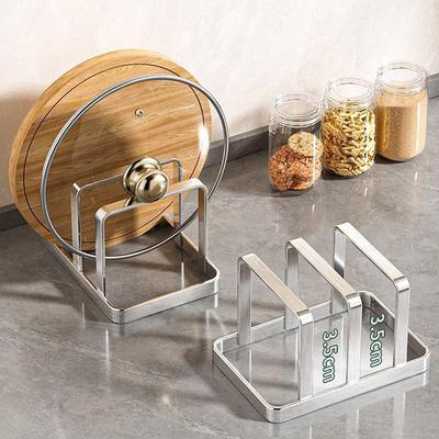 Combinazione Organizzatore Salvaspazio per Coperchio Pentola in Acciaio Inossidabile e Tagliere - Robusto Supporto da Banco, Organizer da Cucina