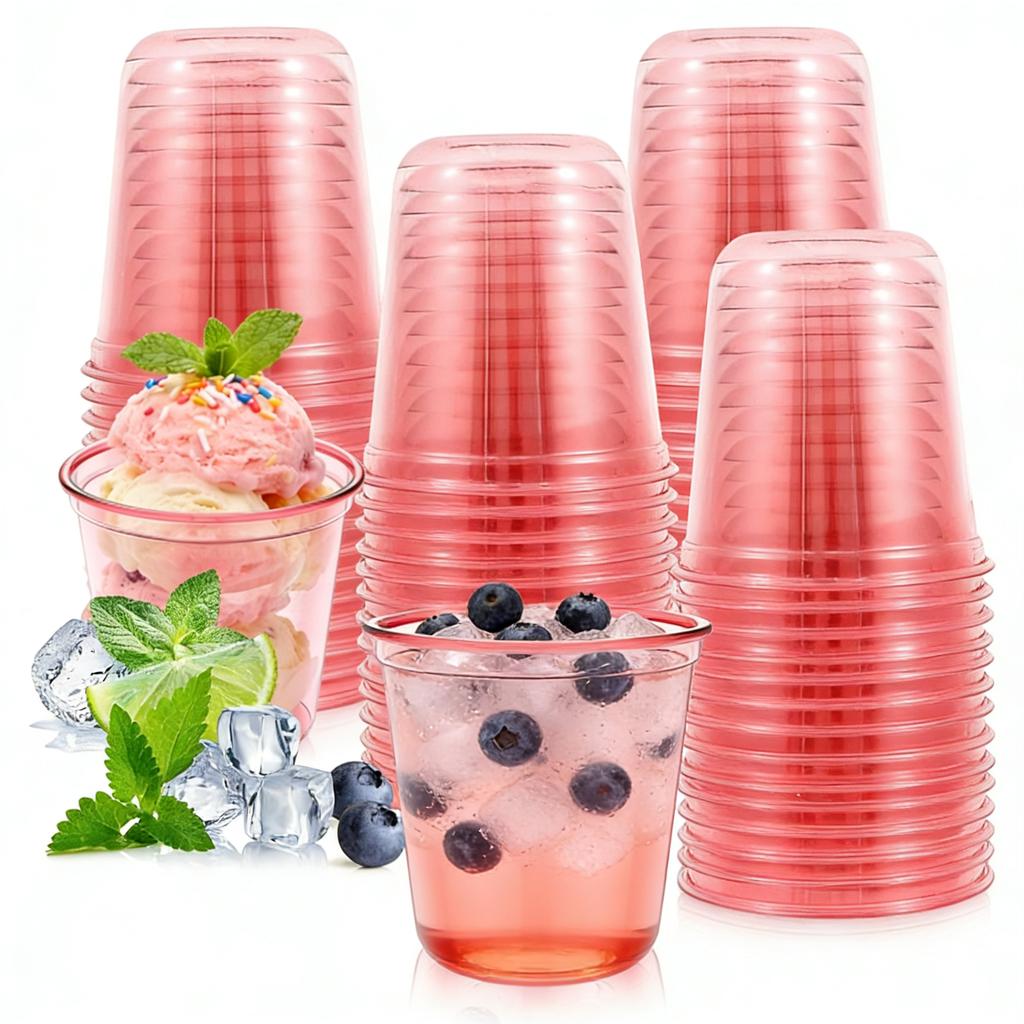 100/50Pcs Plastic Drink Cup 12oz Wine Glasses Crystal Cocktail Cups Cold Drinking Party Glasses for Wedding Party Dessert Cup