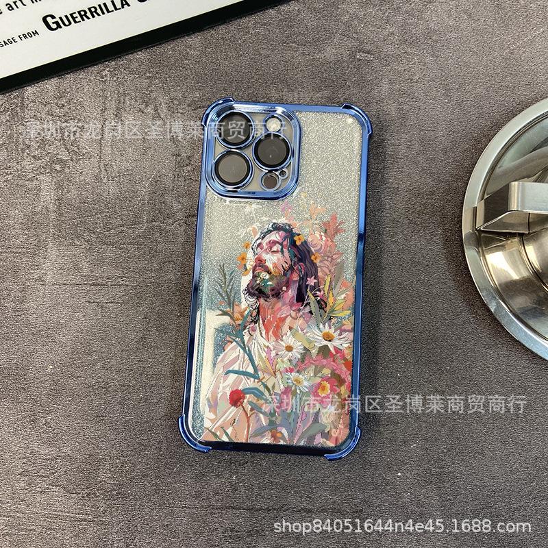 Oil Painting Boy Applies To iPhone17 Mobile Phone Case, Four Corners Anti-drop Airbag 16promax Lens Film 15 Protective Case