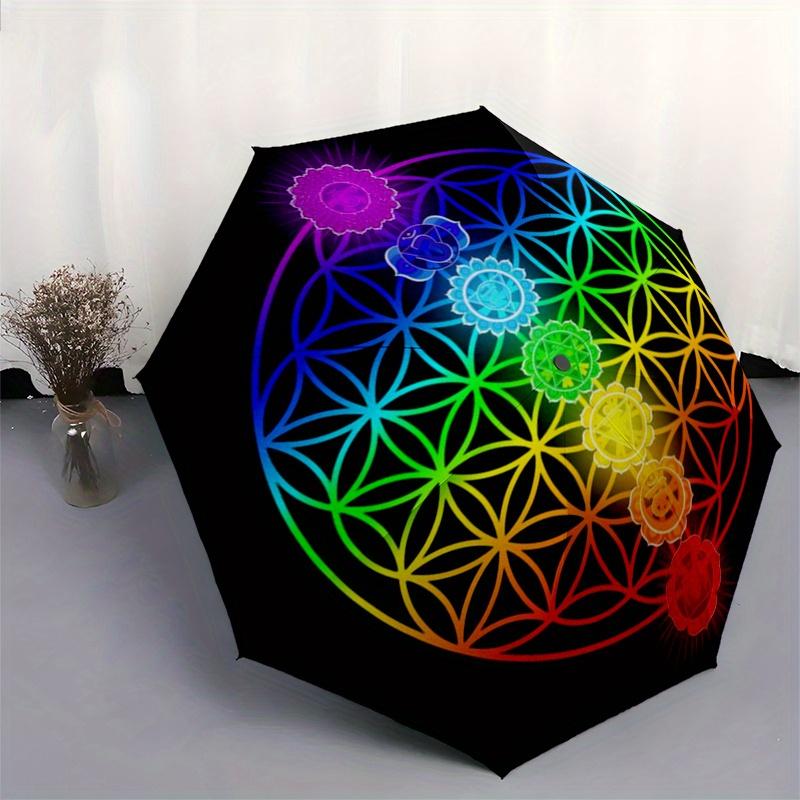 Chakra Balance Mandala: Vibrant Energy Healing ArtworkUmbrella, Portable 3-Fold Umbrella for Men & Women,Christmas Gift ES185