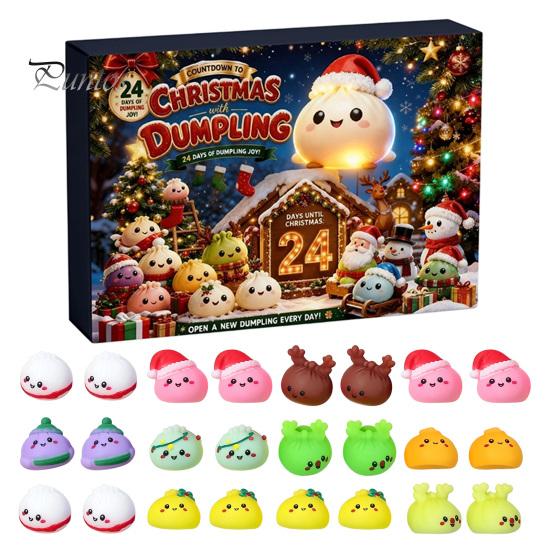 Christmas Traditions for Family Fun 2026 Dumplings Advent Calendar with 24 Mini Bun Squeeze Interactive Countdown Activity December Toys, Festive Box,