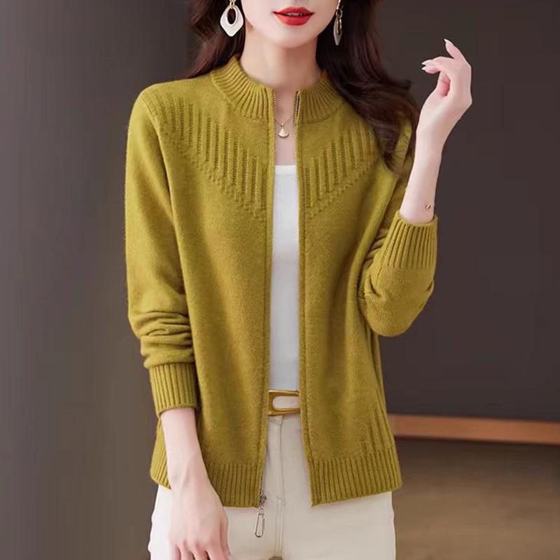 Jachetă Tricotată cu Fermoar pentru Femei Primăvară Toamnă Iarnă Cardigan Tricotat Versatil pentru Femei