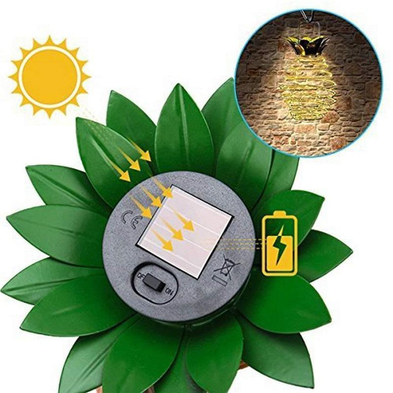 Solar Lamp Pineapple Wrought Iron Lantern Led Copper Wire String Outdoor Waterproof Garden Decoration Hanging Lamp