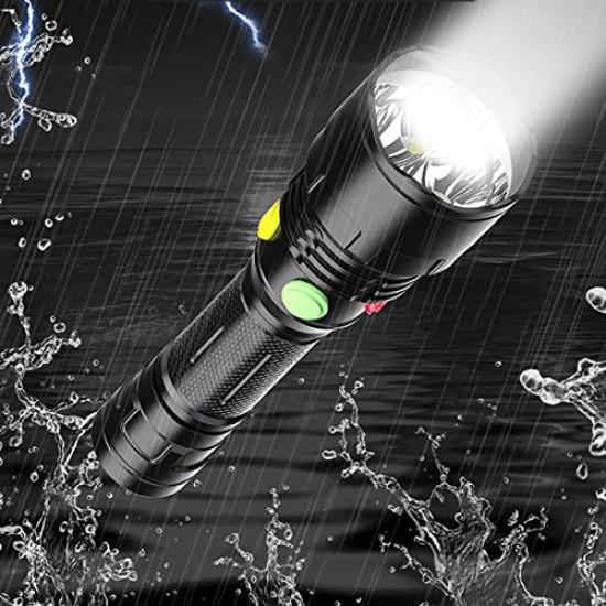 WINDFIRE LED Tactical Flashlight with and White Independent Magnetic Waterproof Flashlight for Emergency Power and Night Fishing Flashlight,