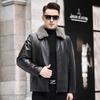 Leather Jacket Men's First Layer Calfskin Mink Whole Mink Collar Down Liner Removable Lapel Business Jacket