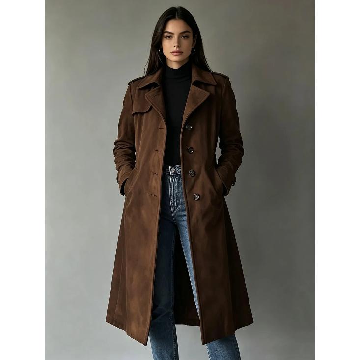 Women`s Autumn Winter Jacket Collared Suede