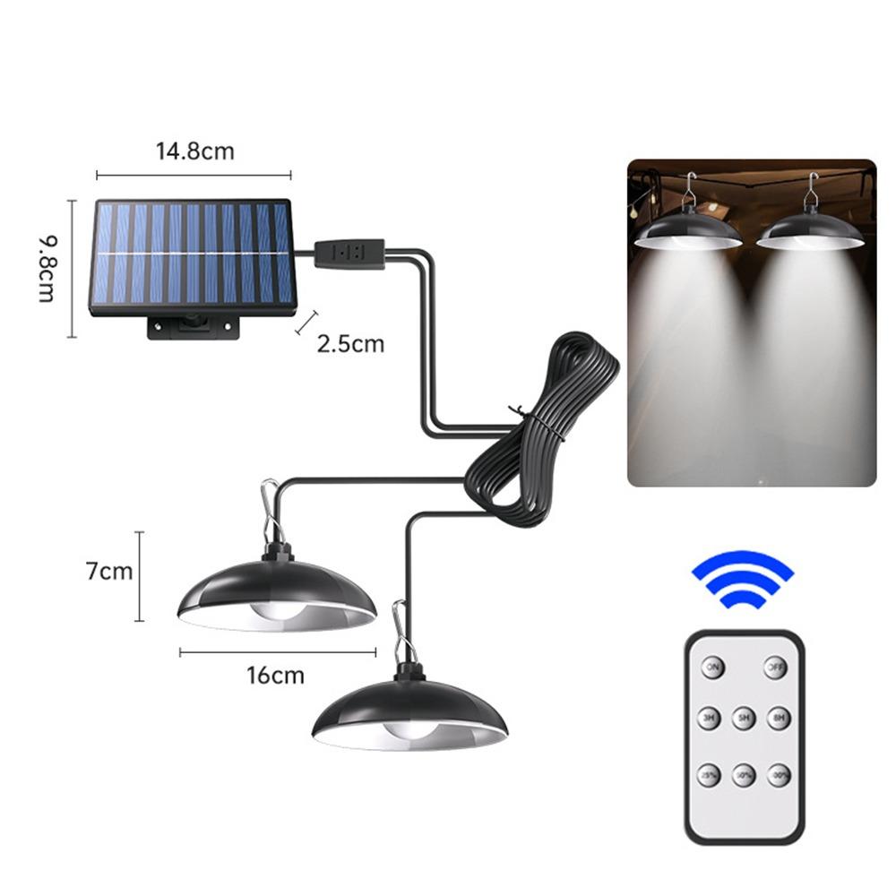 Easy Installation Single/Double Head Solar Pendant Light Remote Control Solar Powered Solar Panel Light Solar Chandelier Camping