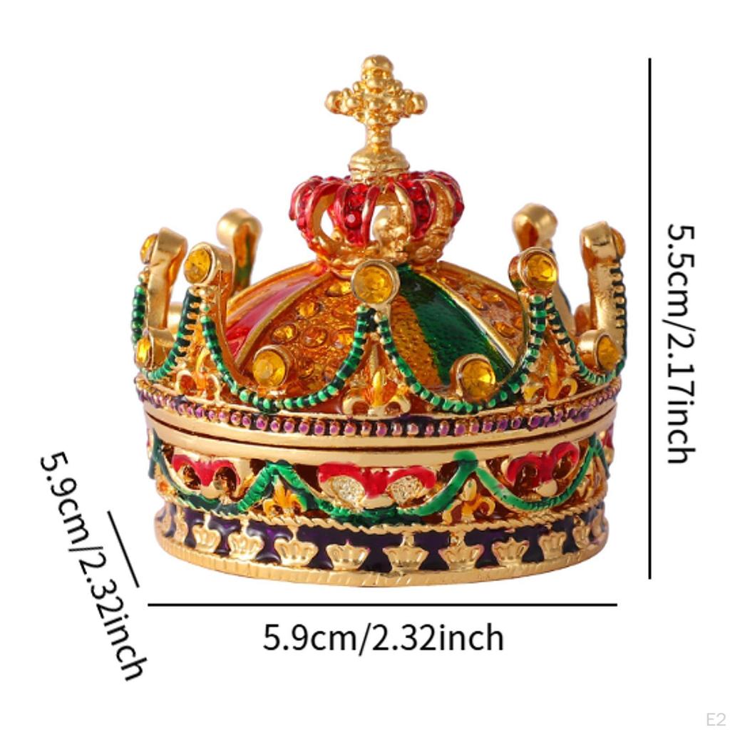 Crown Jewelry Box Figurine Unique Crafts Collectible Desktop Storage Trinket for