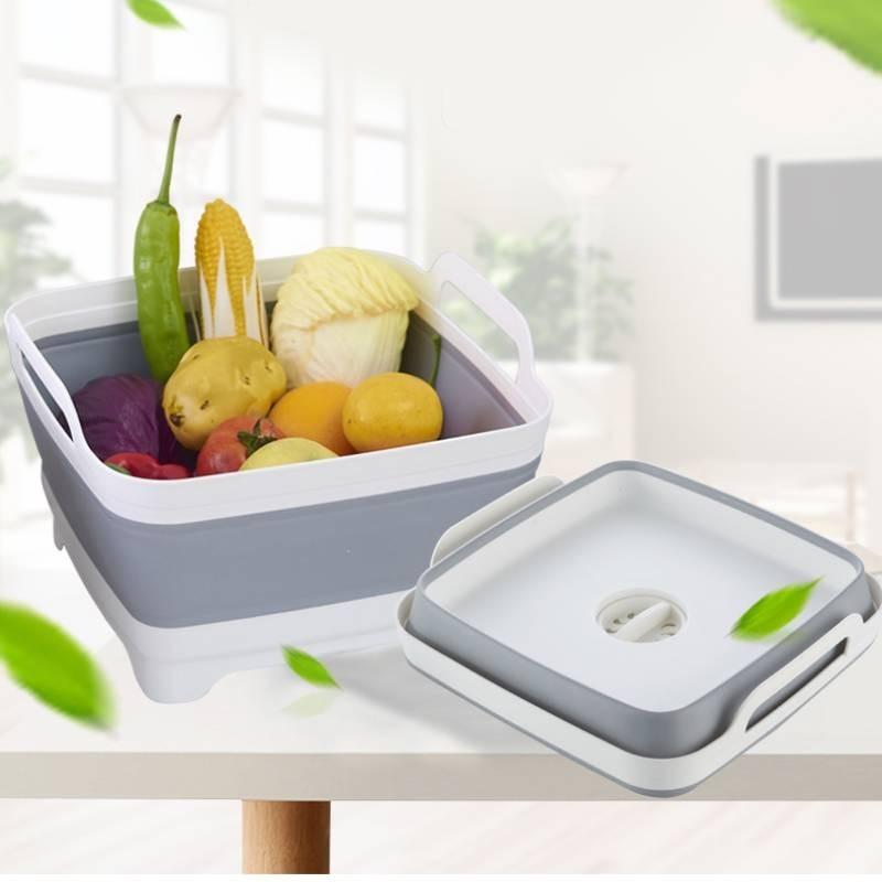 Portable Foldable Kitchen Sink Basket Large Capacity Plastic Storage Bin
