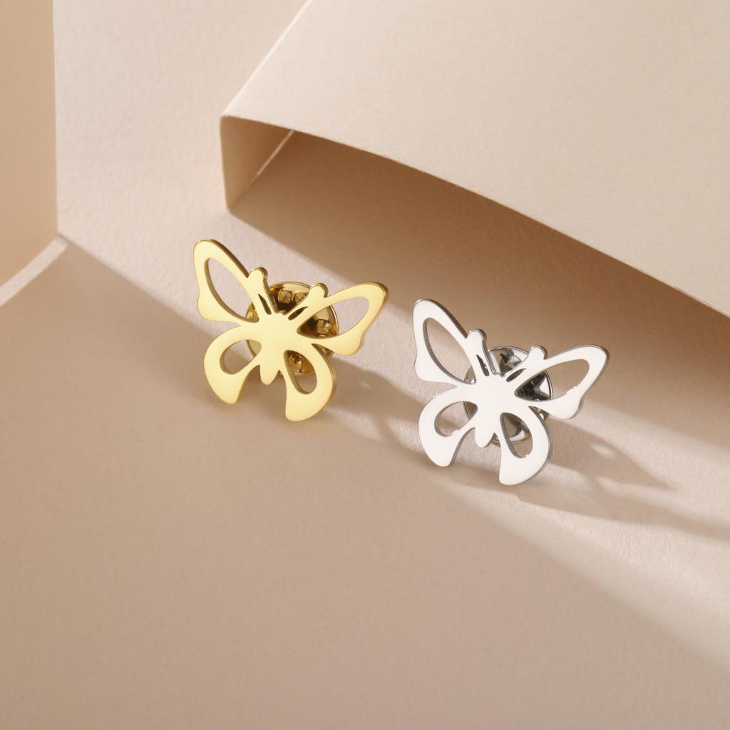 Butterfly Lapel Pins Women's Brooch Gold Color Suit Collar Badges On Backpack Stainless Steel Jewelry Wholesale 2026 New