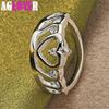925 Sterling Silver AAA Zircon Heart Crown Ring Jewelry