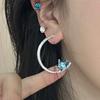 1 pair Hypoallergenic Nickel-Free Star C-Hoop Earrings Lightweight Wear High-Polished Finish Celestial Open Hoops