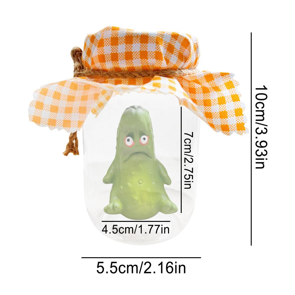 Creative Pickle in a Jar Sculpture Handmade Cute Emotional Support Pickle Funny Cucumbers Ornament for Home Decor