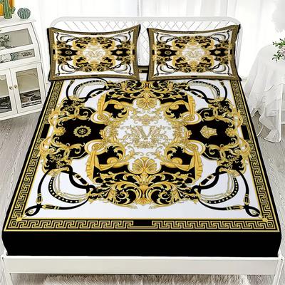 Digital Printing Fitted Sheet Set Luxury Modern Style Mattress Covers Soft Breathable Bedding Set With Deep Pocket for Bedroom