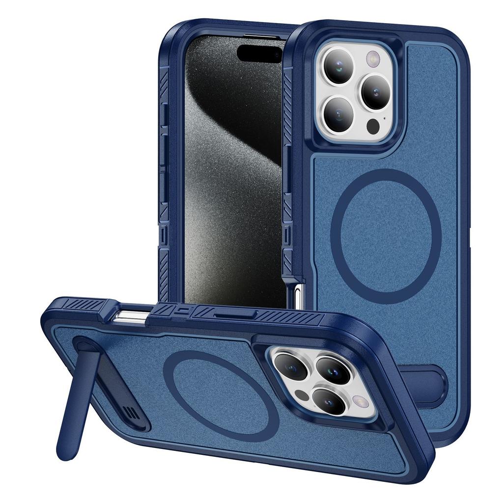 Phone Case with Holder Supporting Car Wireless Magnetization Suction Case for Apple 16 Matte Texture All Inclusive Phone Case