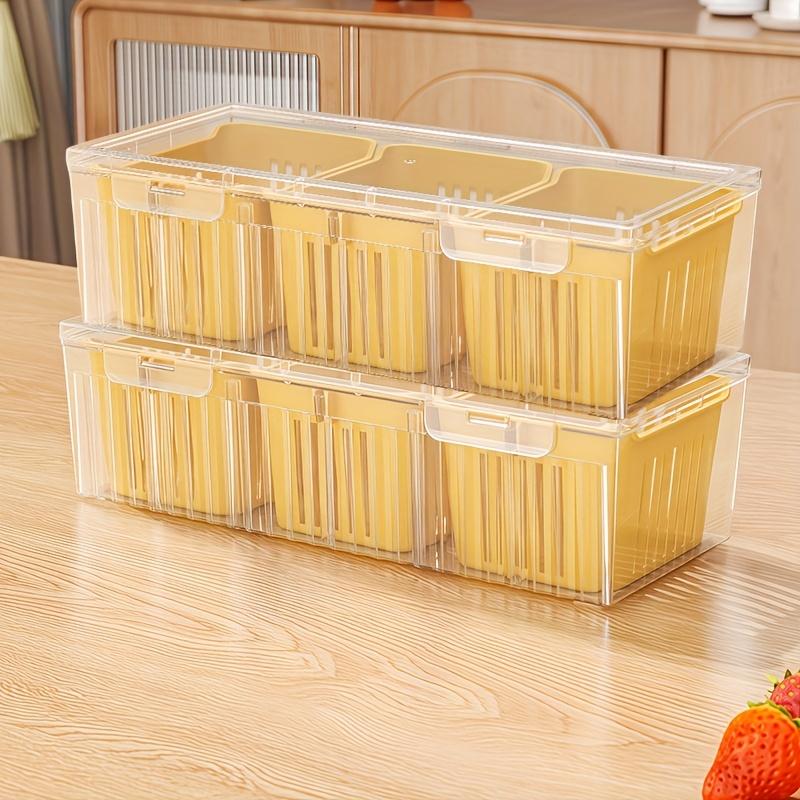 

[Многоразовые контейнеры] 2 набора контейнеров для хранения продуктов с КРЫШКАМИ | Многоразовые квадратные прозрачные контейнеры с отделениями для холодильников 2 Sets жёлтый