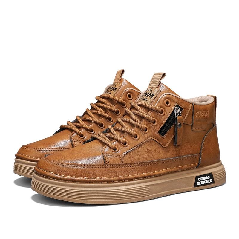Men's High Top Leather Shoes Fashionable Ankle Boots Business Casual Outdoor Shoes Retro Work Male Boots Comfortable Seasonal