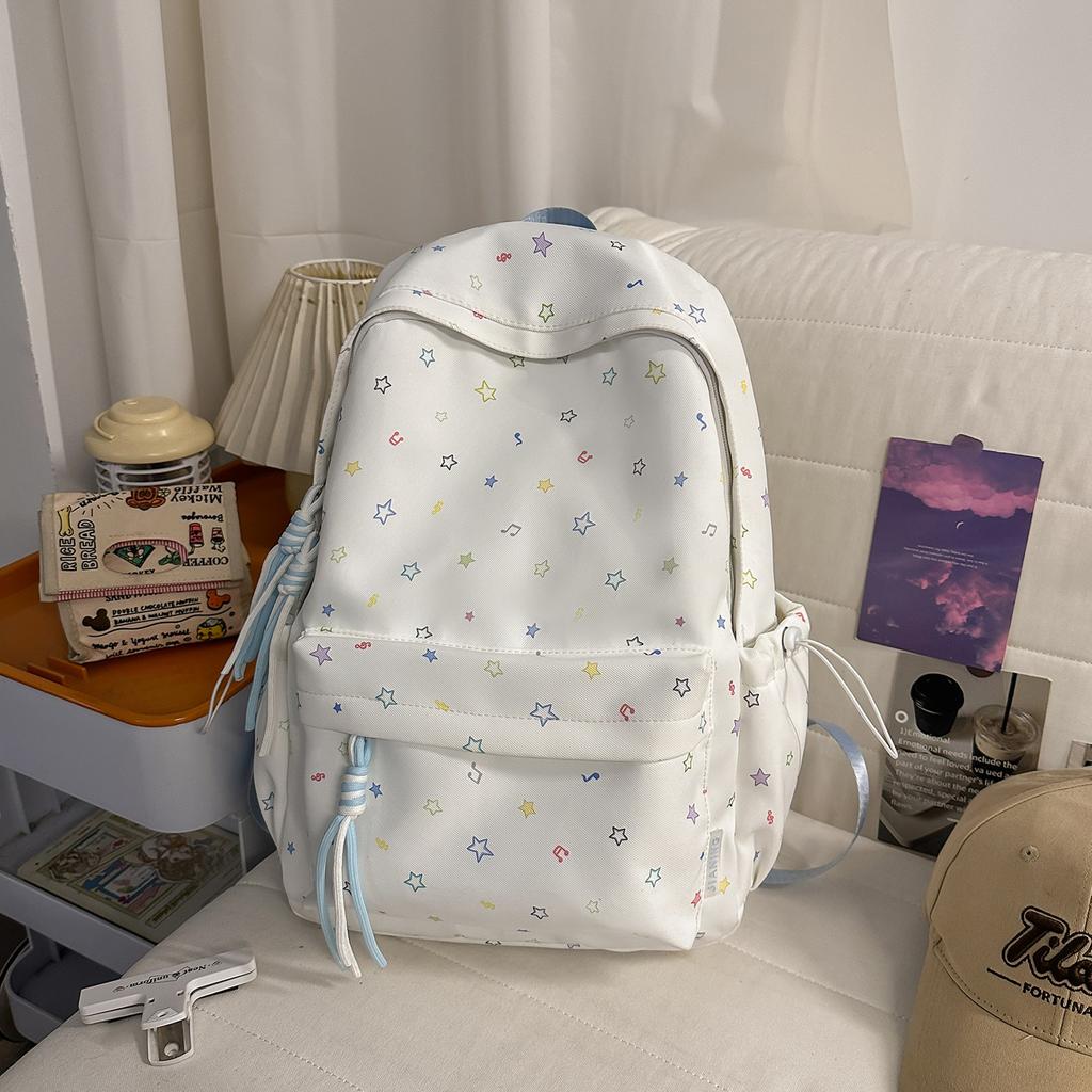 Schoolbag Korean Star Print Ins Niche Schoolbag Female Middle School Student High Value Large Capacity Versatile Lightweight Backpack