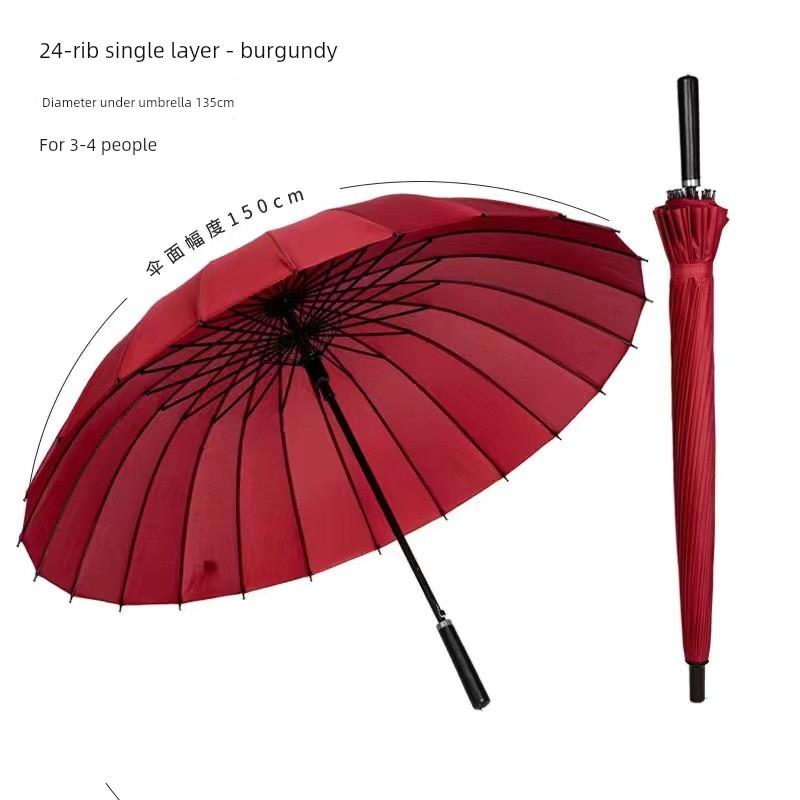 24-Strand Large Double-Layer Umbrella, Durable and Sturdy, Long Handle, Business Use, Sun Protection, Student Use, Windproof, Rainproof, New Model