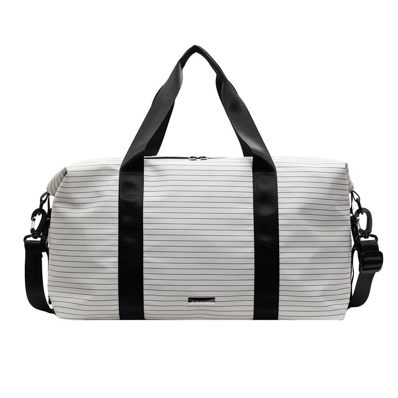 Women's simple casual striped large-capacity portable travel bag dry and wet separation sports cover tie rod fitness bag