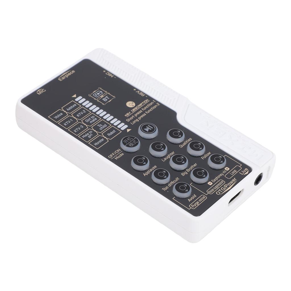 Portable Voice Changer Sound Card Set Handheld with Bluetooth Cool Light 8 Sound Effects Sound Board for Streaming