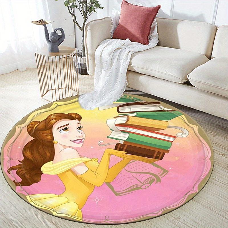 1pc Princess Round Area Rug - Non-Slip, Machine Washable Polyester Carpet for Living Room & Bedroom Decor